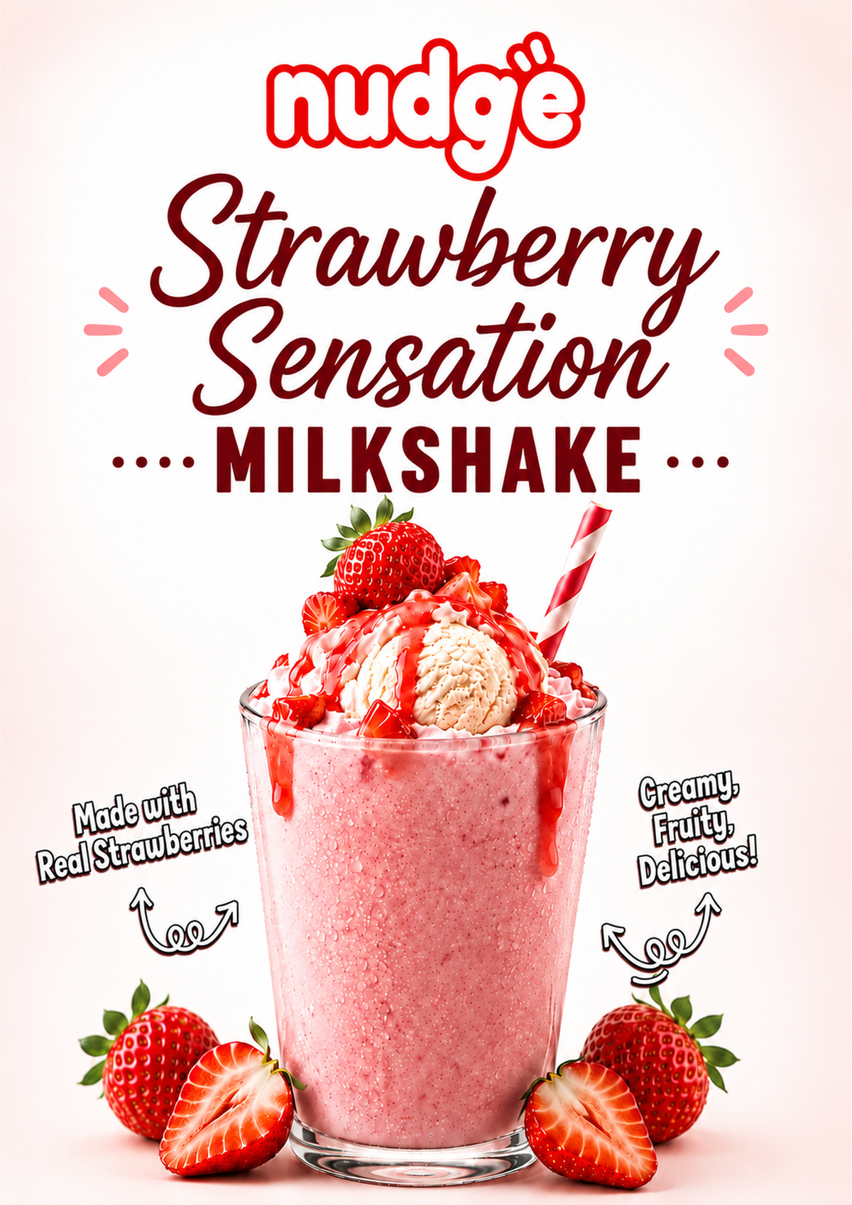 Strawberry Sensation milkshake- A3 poster